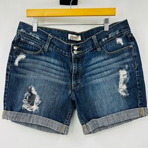 Decree Shorts Cuffed Blue Denim Y2K Size 15 Plus Juniors Distressed Cotton